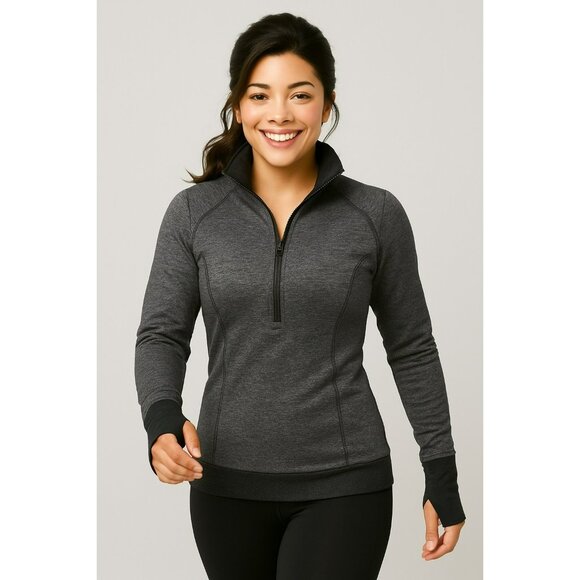 Lululemon Athletica Grey Striped High-Neck Long Sleeve Pullover Jacket Womens 6 - Picture 1 of 11